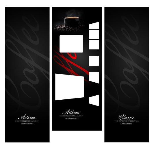 Elementos del kit de vinilos adhesivos para máquinas expendedoras Bianchi Everly Diseño Artisan
