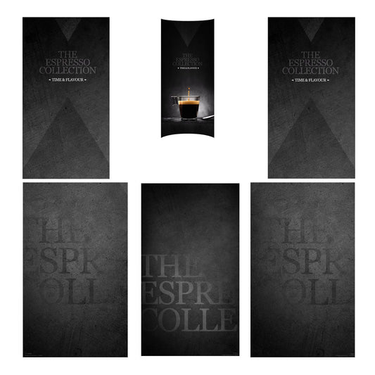 Elementos del kit de vinilos adhesivos para máquinas expendedoras Necta Brio 250. Diseño Time Flavour