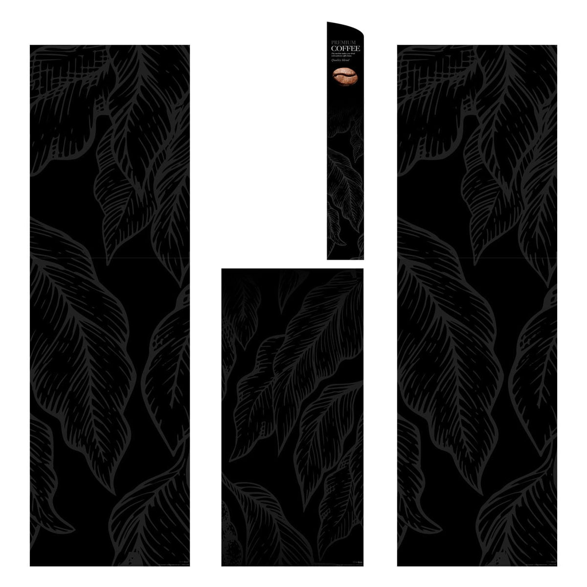 Elementos del kit de vinilos adhesivos para máquinas expendedoras Necta Colibri. Diseño Premium Black