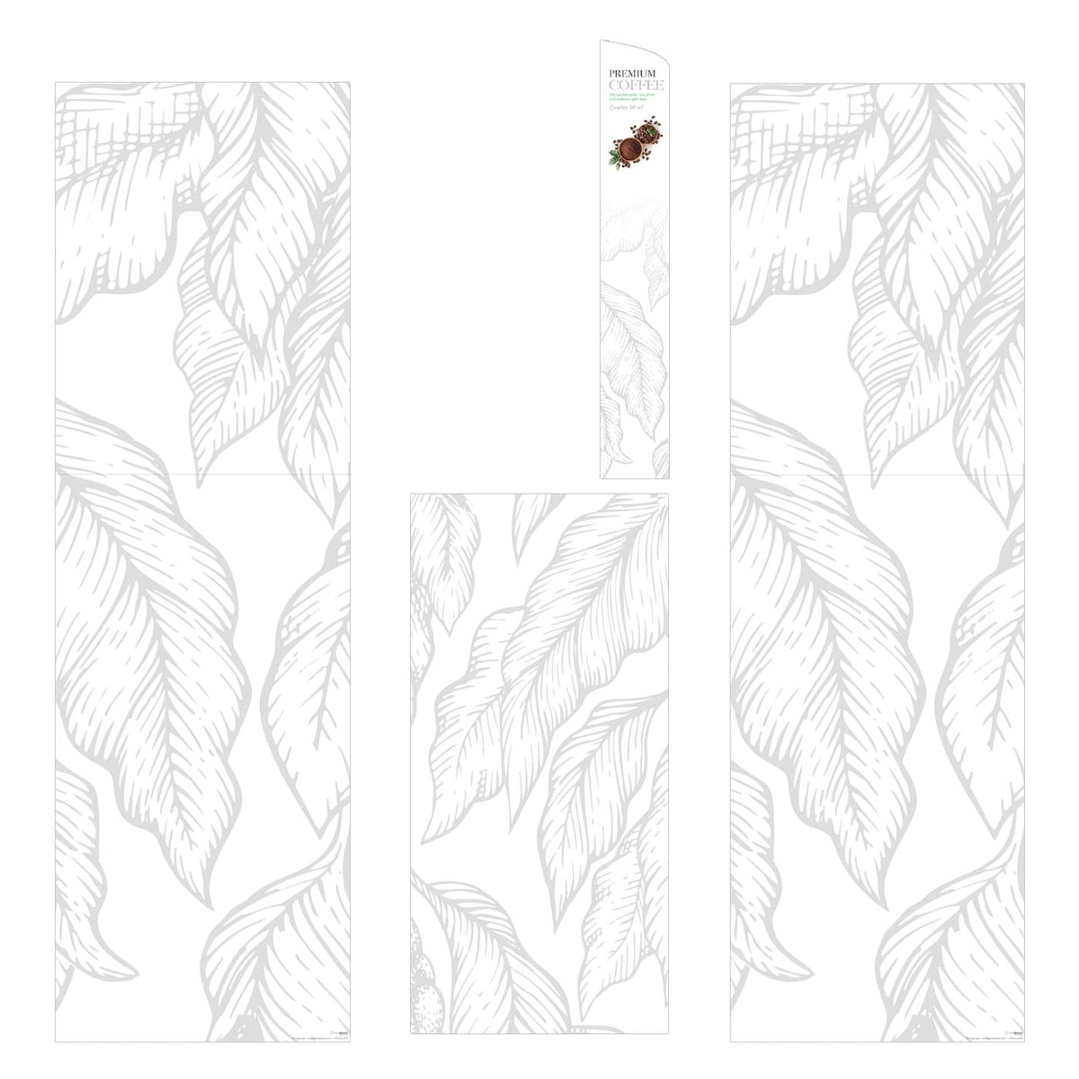 Elementos del kit de vinilos adhesivos para máquinas expendedoras Necta Colibri. Diseño Premium White