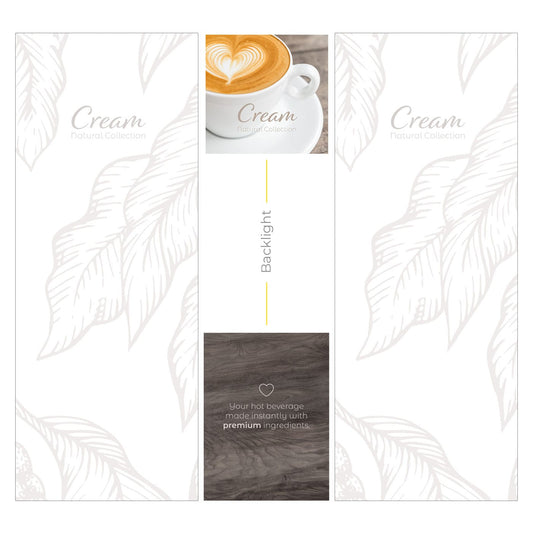 Elementos del kit de vinilos adhesivos para máquinas expendedoras Necta Concerto. Diseño Cream