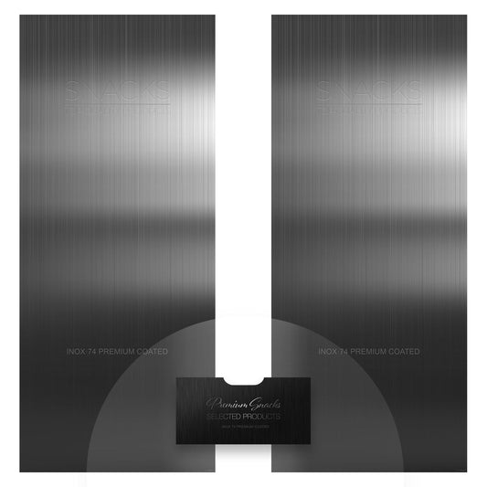 Elementos del kit de vinilos adhesivos frontales y laterales para máquinas expendedoras Necta Snakky Max Inox Print