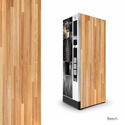 Vinilos laterales universales para máquinas expendedoras de café. Diseño Beech.