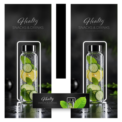 Elementos del kit de vinilos adhesivos para máquinas expendedoras Fas 900. Diseño Healty Snacks & Drinks