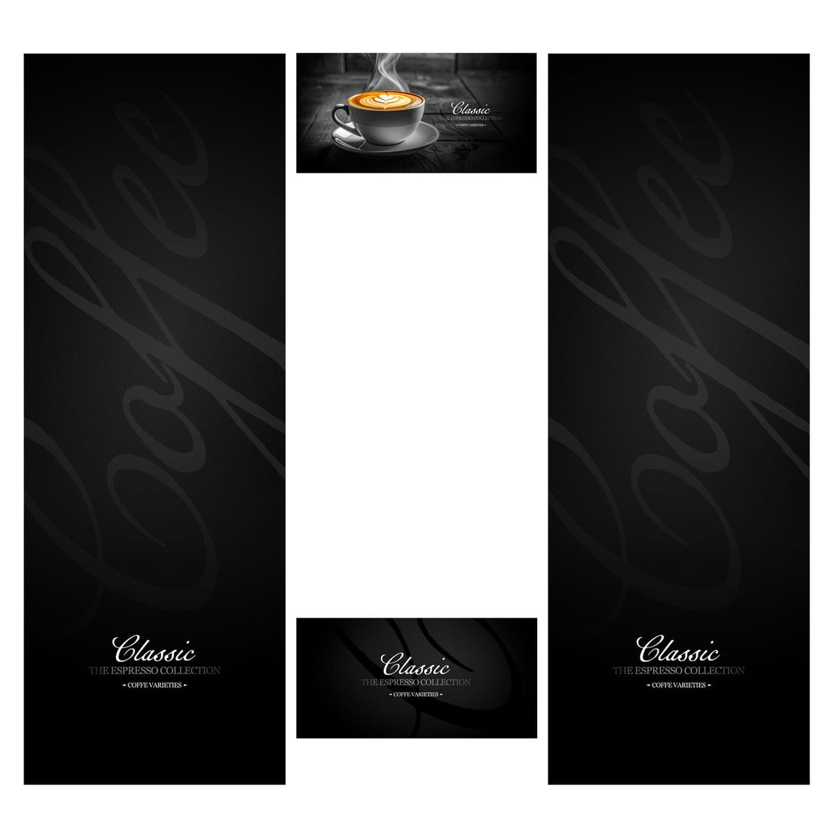 Elementos del kit de vinilos adhesivos para máquinas expendedoras Necta Barista Pro 600. Diseño Classic