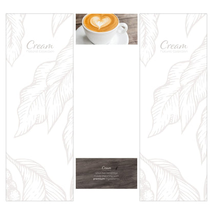 Elementos del kit de vinilos adhesivos para máquinas expendedoras Necta Barista Pro 600. Diseño Cream