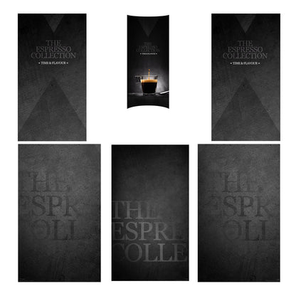 Elementos del kit de vinilos adhesivos para máquinas expendedoras Necta Brio 250. Diseño Time Flavour