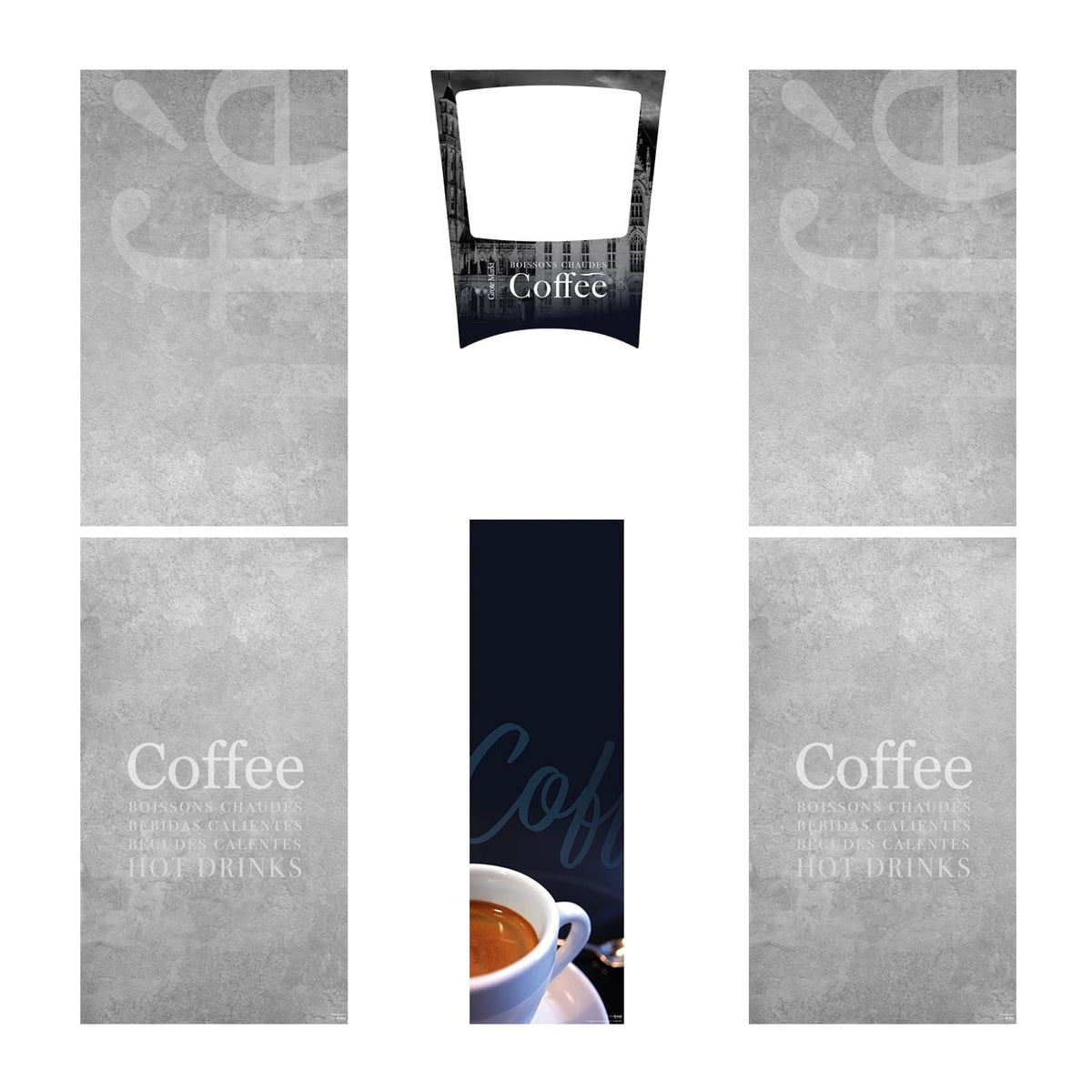 Elementos del kit de vinilos adhesivos para máquinas expendedoras Necta Brio 3. Diseño Brugge