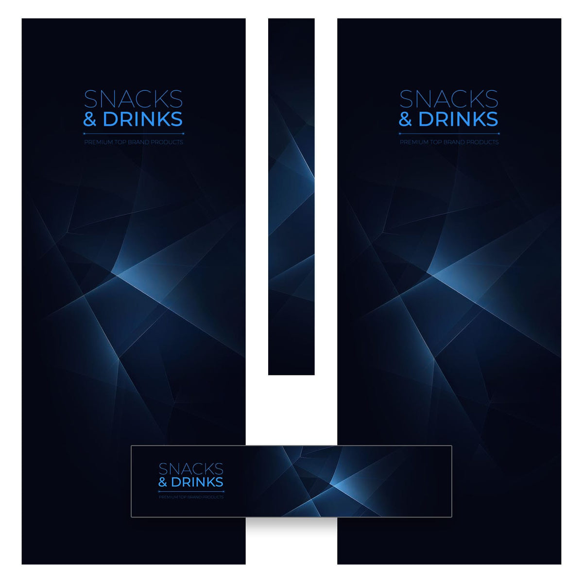 Elementos del kit de vinilos adhesivos para máquinas expendedoras Fas1050. Diseño Snacks & Drinks