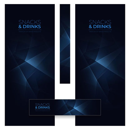 Elementos del kit de vinilos adhesivos para máquinas expendedoras Fas1050. Diseño Snacks & Drinks
