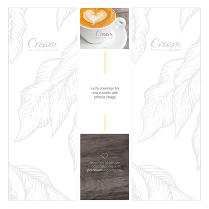 Elementos del kit de vinilos adhesivos para máquinas expendedoras Necta Kikko. Diseño Cream