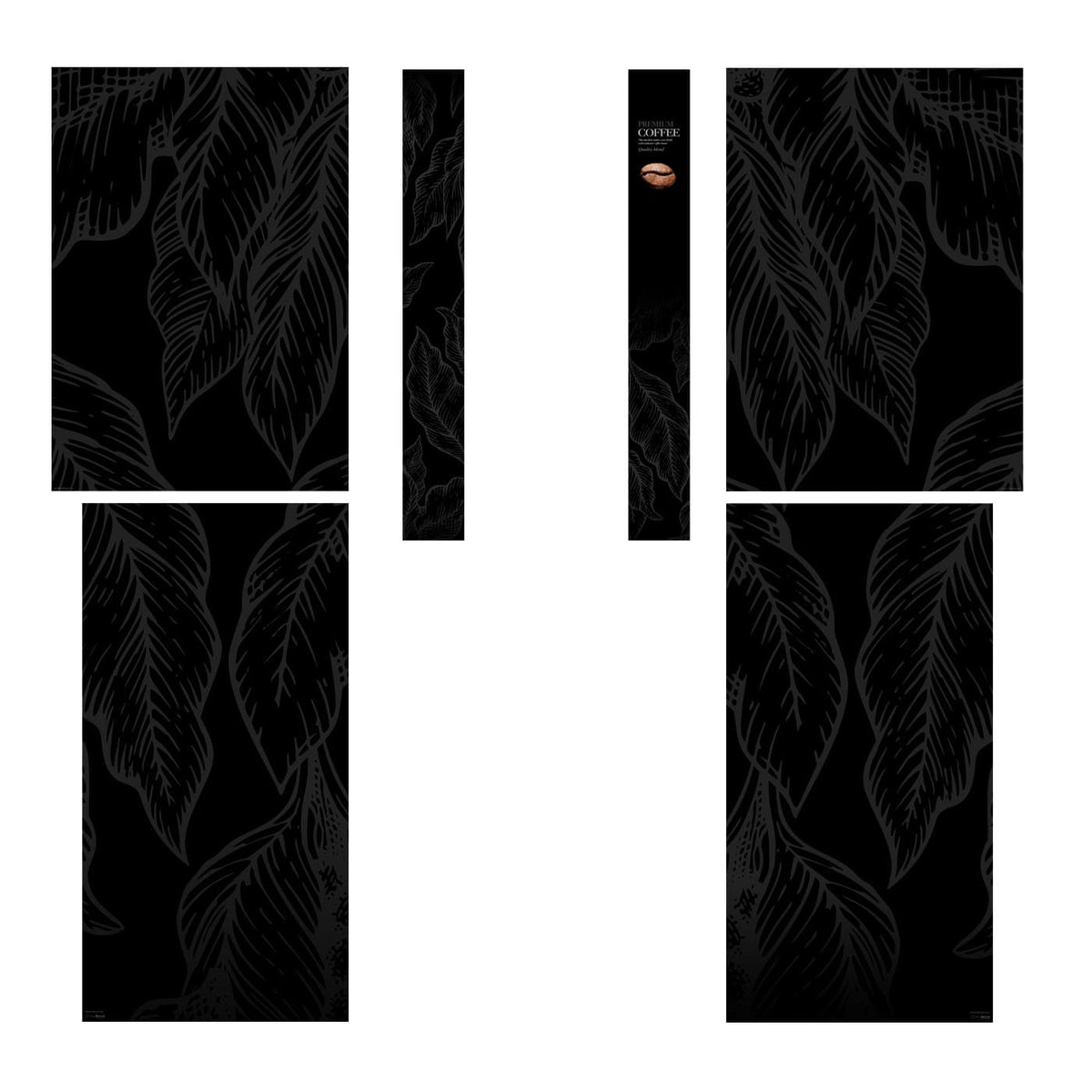 Elementos del kit de vinilos adhesivos para máquinas expendedoras Necta Solista. Diseño Premium Black