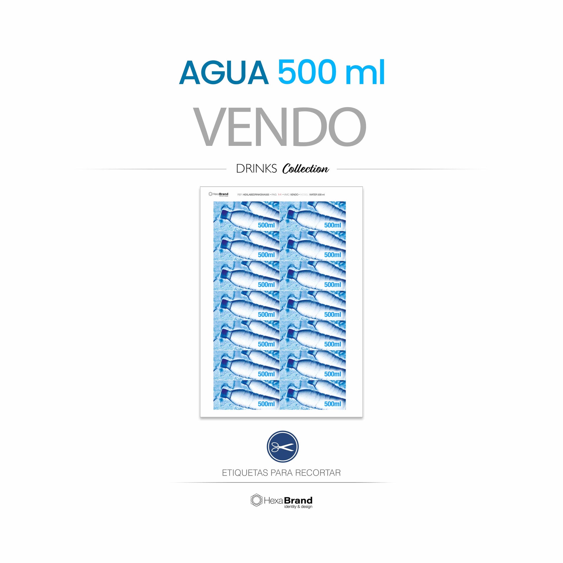 Etiquetas para máquinas expendedoras de botellas de agua Vendo 500ml