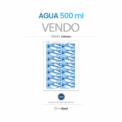 Etiquetas para máquinas expendedoras de botellas de agua Vendo 500ml