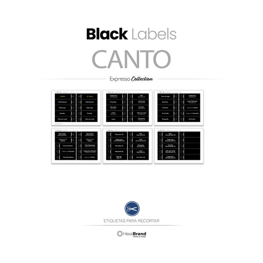 Etiquetas recortables para máquina expendedora de café Necta Canto diseño Black