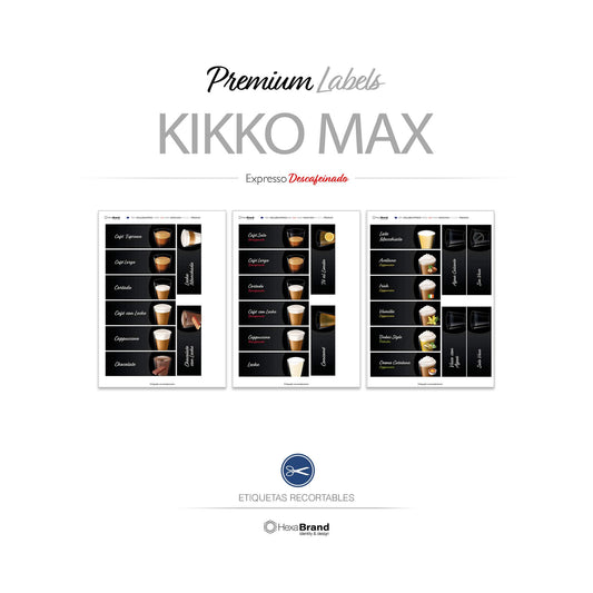 Etiquetas recortables para máquina expendedora de café Necta Kikko Max. Diseño Premium