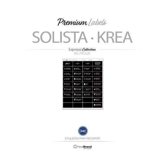 Etiquetas recortables para máquina expendedora de café Necta Solista y Krea. Diseño Premium