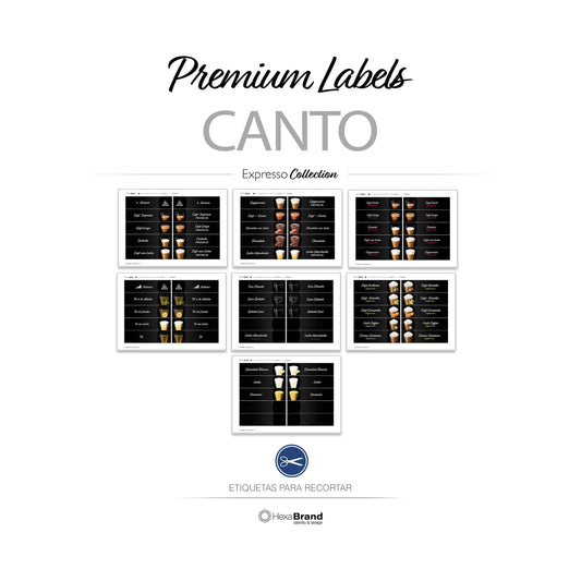 Etiquetas recortables para máquina expendedora de café Necta Canto diseño Premium