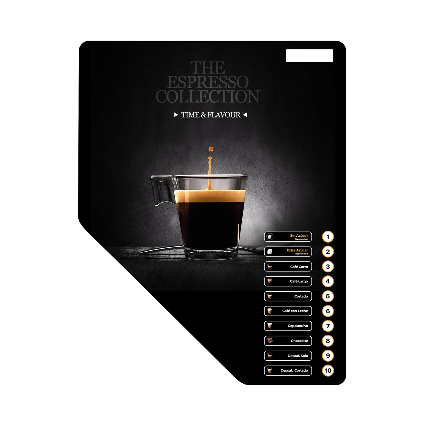 Frontal adhesivo para máquinas expendedoras Rhea XM Time & Flavour