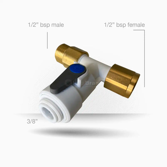 Válvula de cierre acodada John Guest ASV8 Push-Fit 1/2” BSP × tubo Ø 8 mm