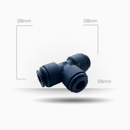 Unión en T John Guest PM0208E Push-Fit para tres tubos de Ø 8 mm