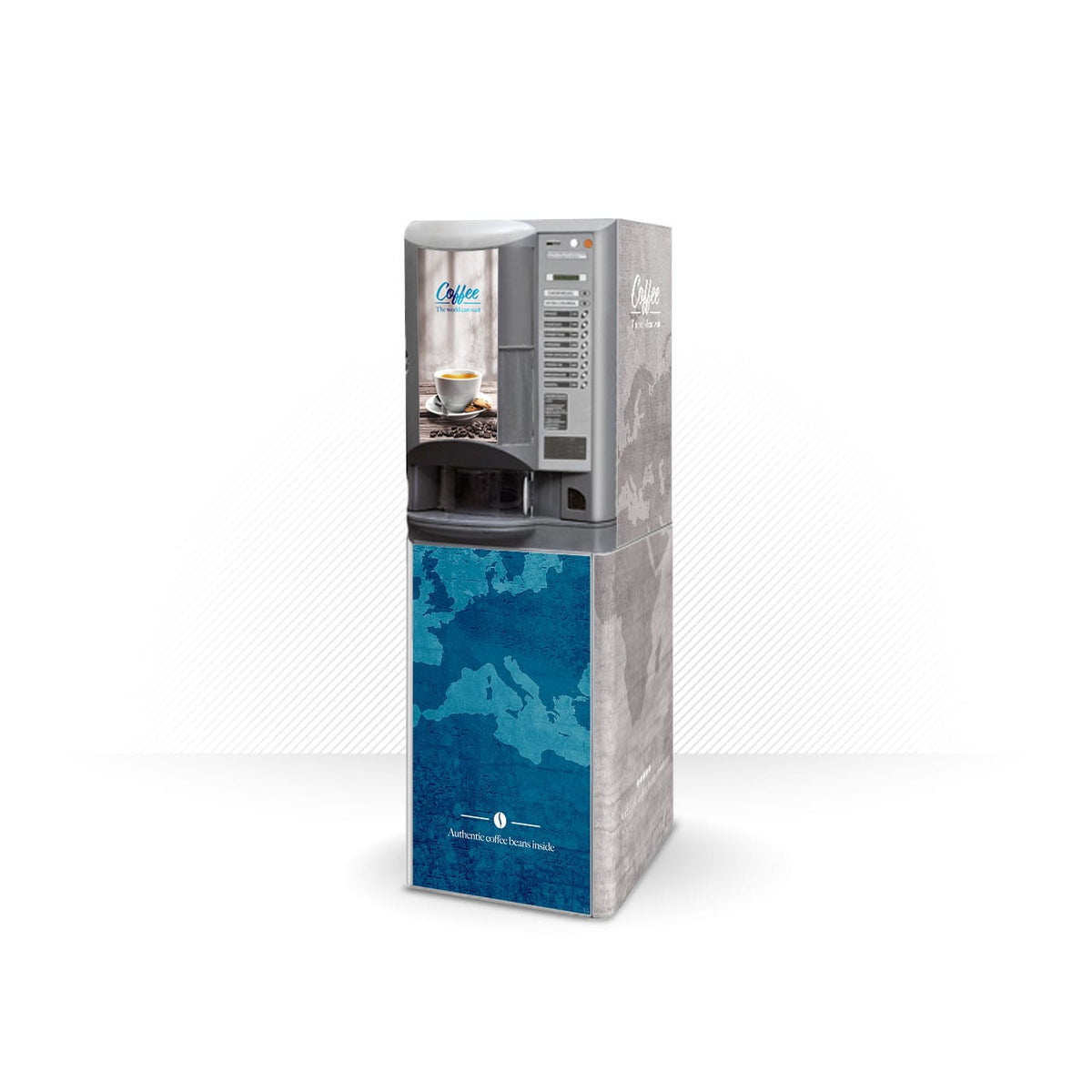 Kit de vinilos adhesivos para máquinas expendedoras Necta Brio 200. Diseño New Sapphire