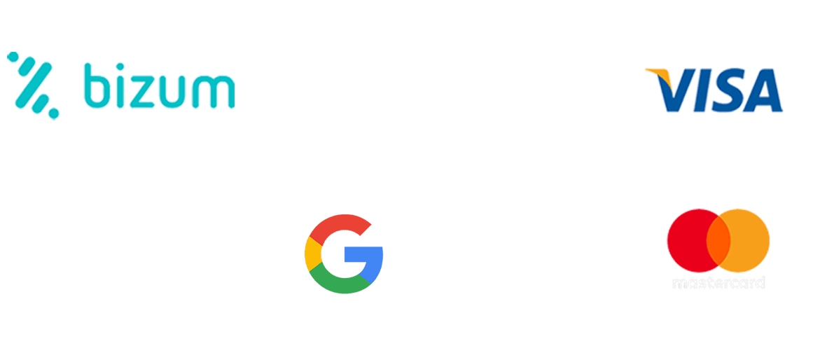 Logotipo de pago seguro Hexabrand, Bizum, Apple Pay, Google Pay, Paypal, Visa, Mastercard