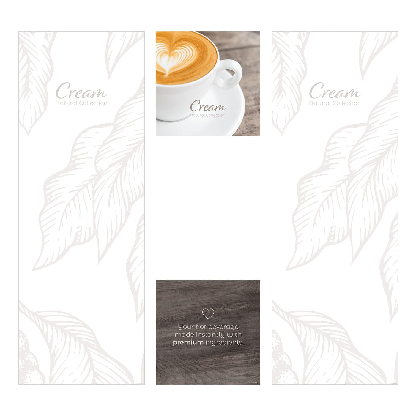Elementos del kit de vinilos adhesivos frontales y laterales para máquinas expendedoras Necta Barista Classic 600 Cream