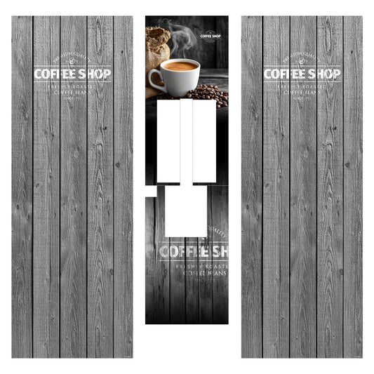 Elementos del kit de vinilos adhesivos frontales y laterales para máquinas expendedoras Necta Canto Coffee Shop