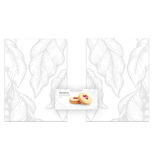 Elementos del kit de vinilos adhesivos frontales y laterales para máquinas expendedoras Necta Mini Snakky Premium White