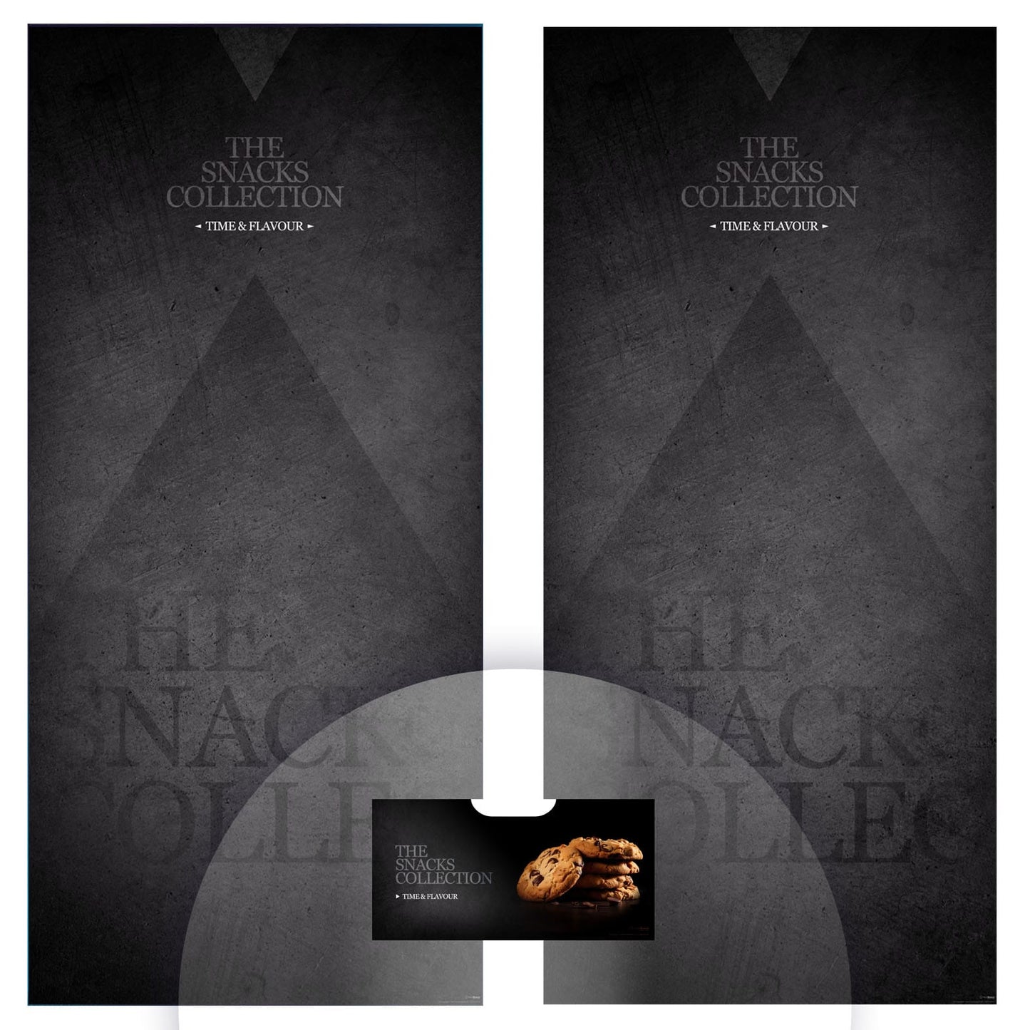 Elementos del kit de vinilos adhesivos frontales y laterales para máquinas expendedoras Necta Snakky Time & Flavour
