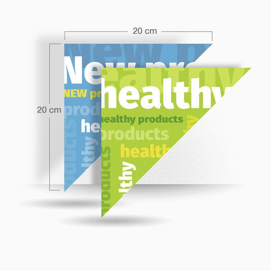 Banner publicitario triangular de productos saludables para máquinas de snacks